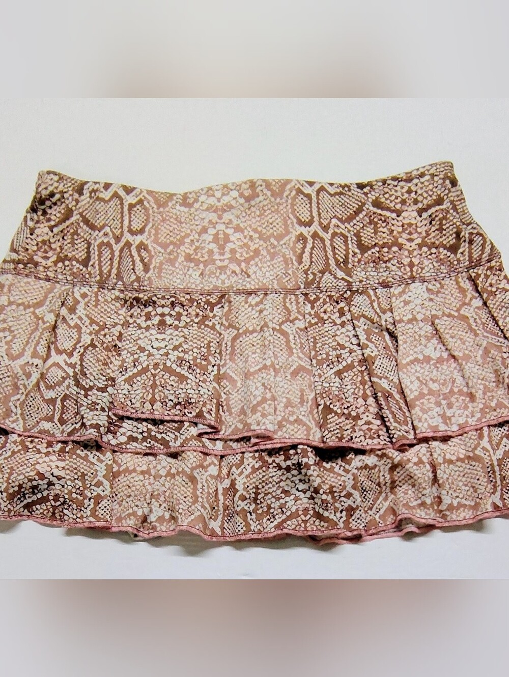 NEW Lucky in Love Cocoa Brown Python Ruffle Tiered Tennis Golf Sport Skort Sz XS